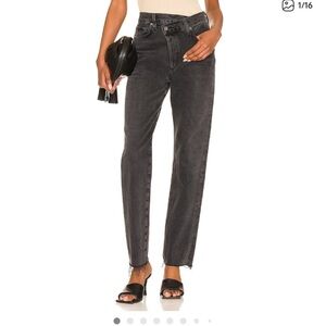 Agolde Criss Cross High Rise Jeans in Dark Gray